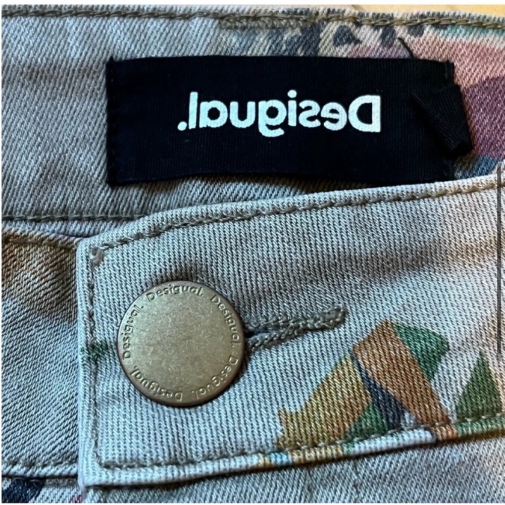 Desigual Camoflower Cargo Trousers beige floral print size 38 - Picture 5 of 12